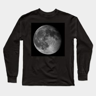 Full moon on black night sky background Long Sleeve T-Shirt